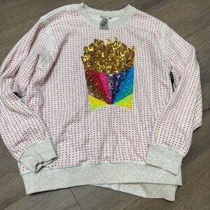QUEEN OF SPARKLES Colorful Sequin Fries Sweater